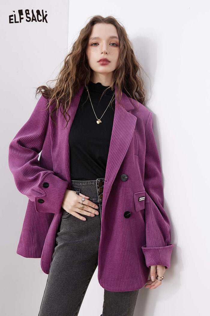 Loose Fit Purple Blazer