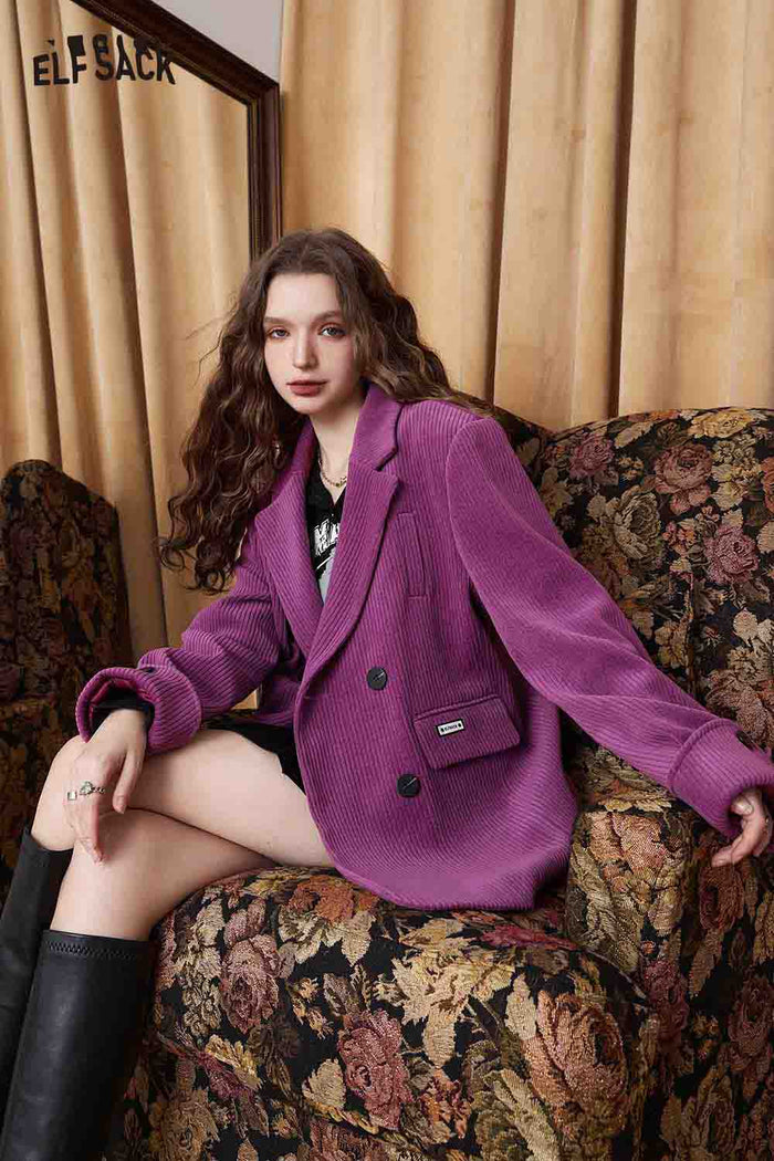 Loose Fit Purple Blazer