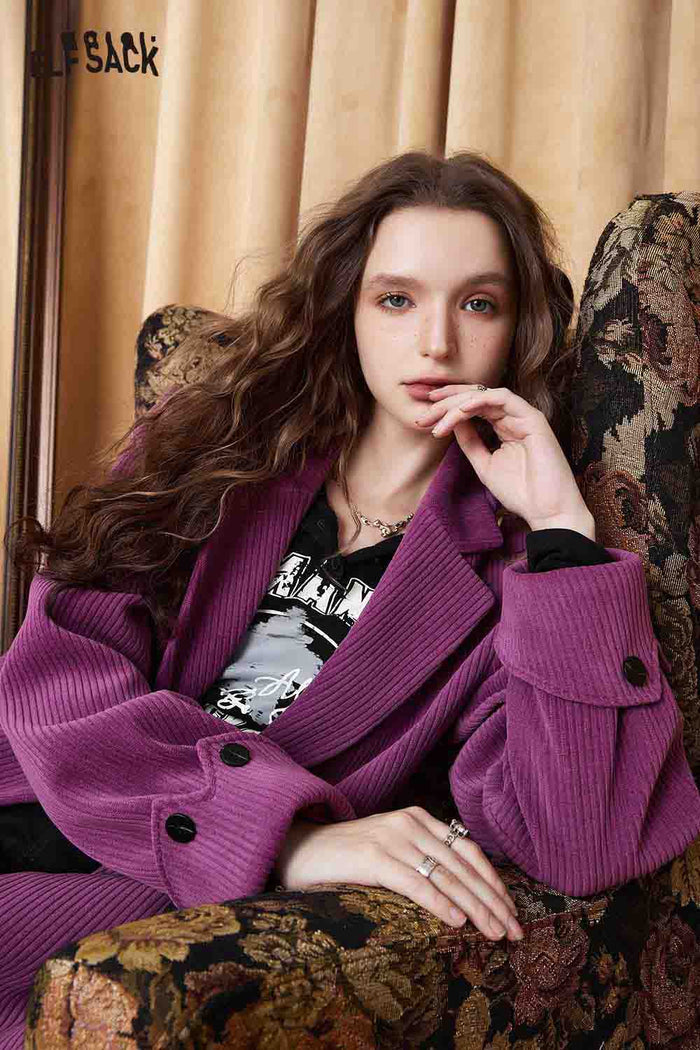 Loose Fit Purple Blazer
