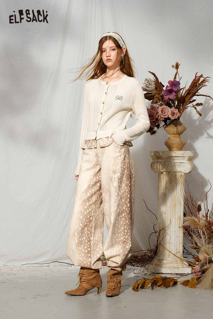 Loose Fit Wide Leg Gradient Paisley Print Jeans