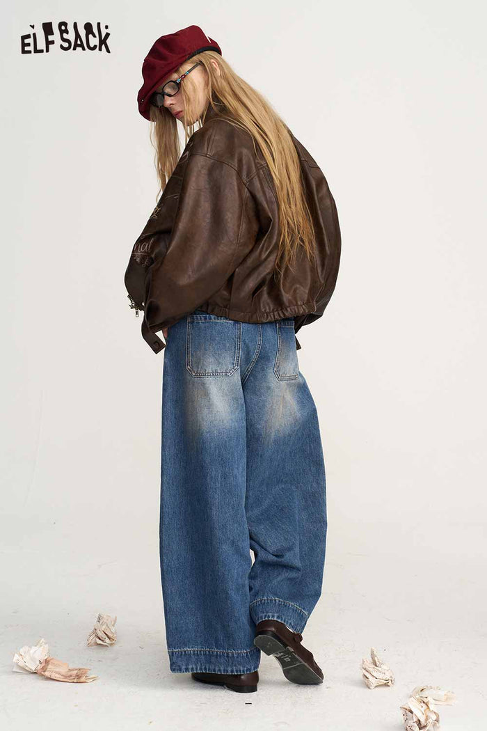 Loose Fit Wide Leg Paint Splatter Jeans