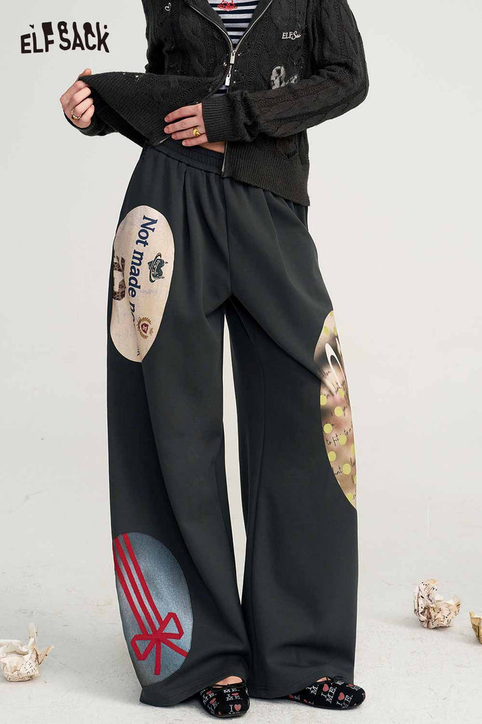 Loose Graphic Print Wide Leg Pants