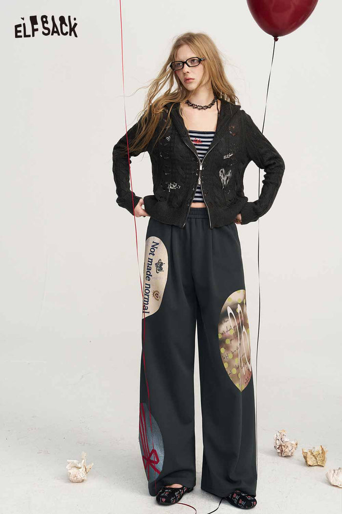 Loose Graphic Print Wide Leg Pants