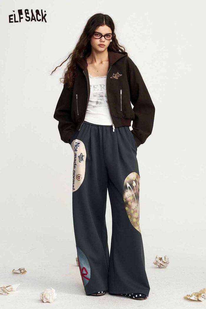 Loose Graphic Print Wide Leg Pants