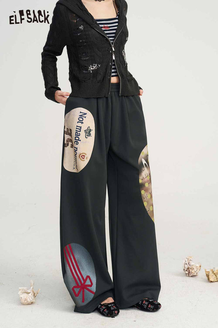 Loose Graphic Print Wide Leg Pants