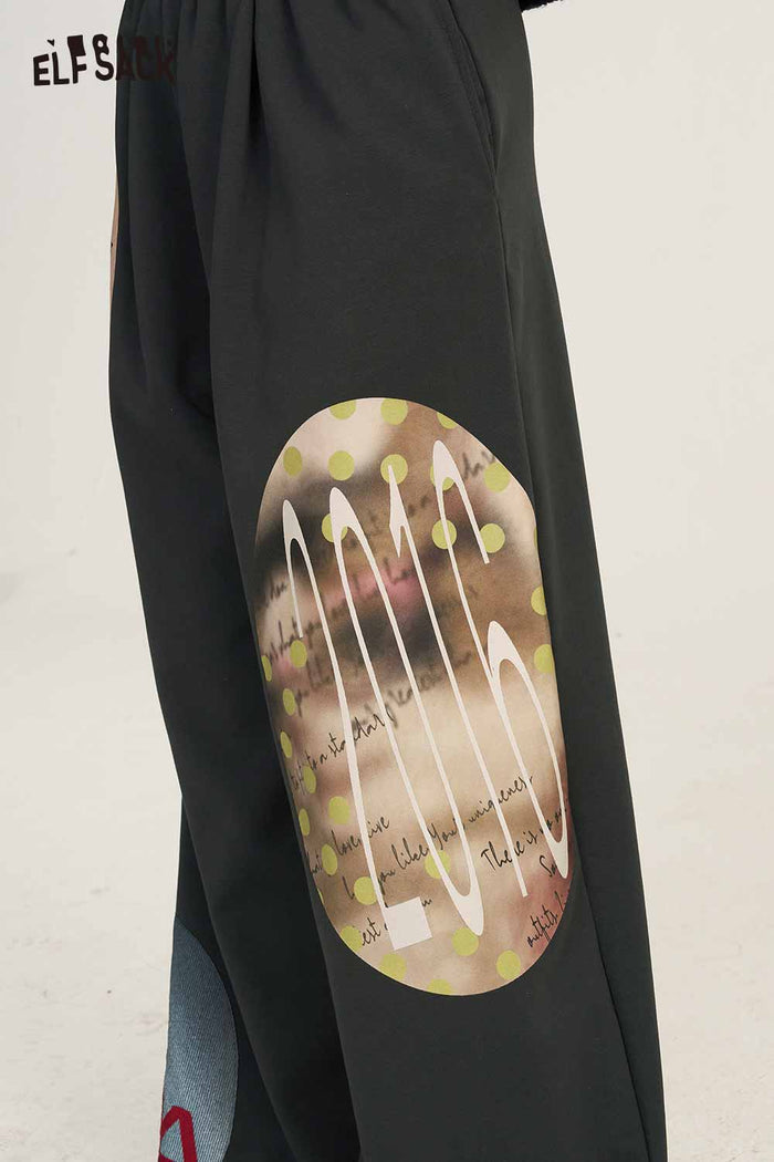 Loose Graphic Print Wide Leg Pants