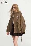 Loose Graphic Print Windbreaker