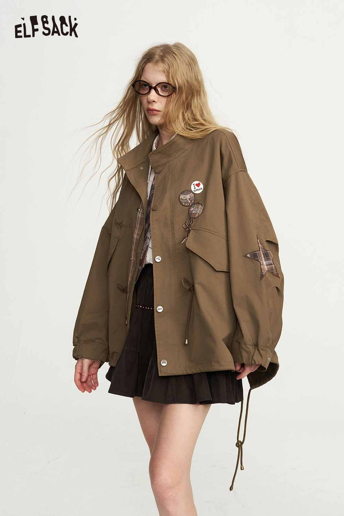Loose Graphic Print Windbreaker