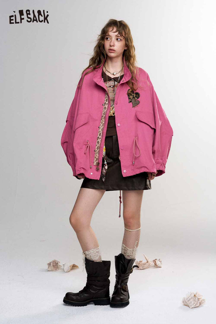 Loose Graphic Print Windbreaker