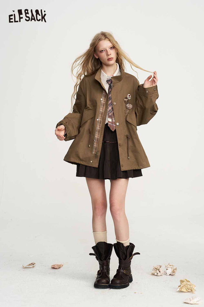 Loose Graphic Print Windbreaker