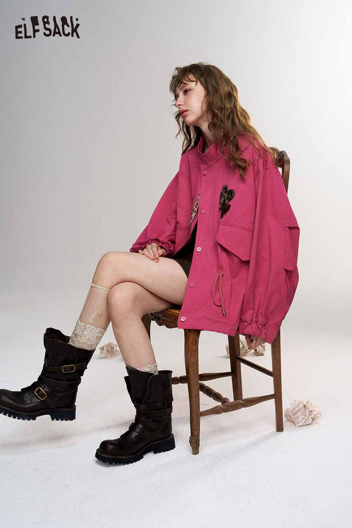 Loose Graphic Print Windbreaker