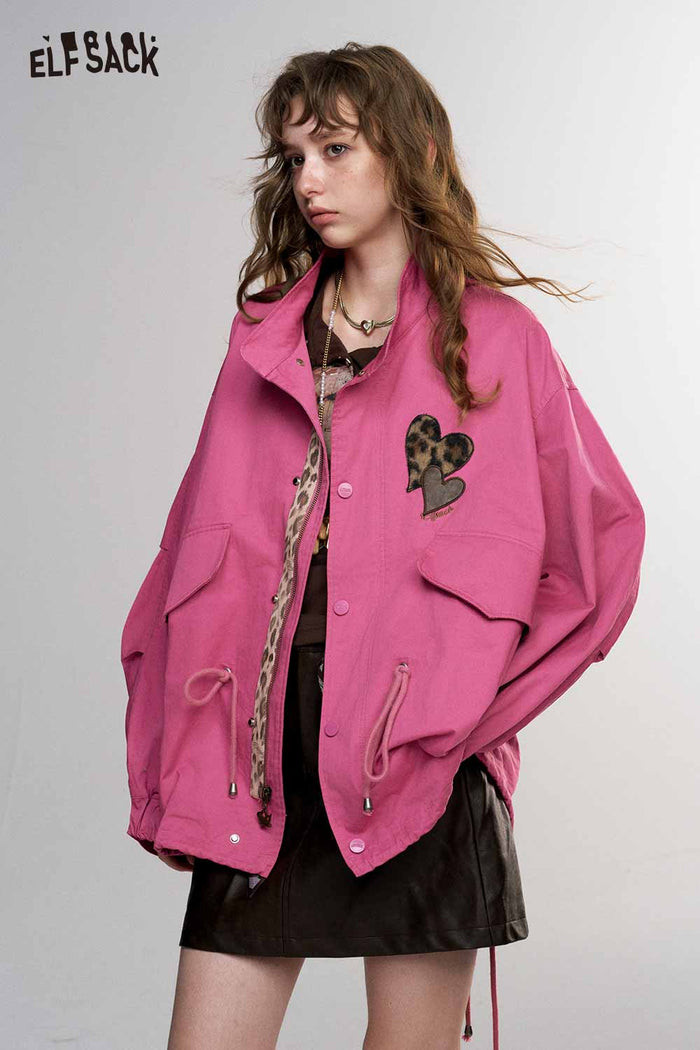 Loose Graphic Print Windbreaker