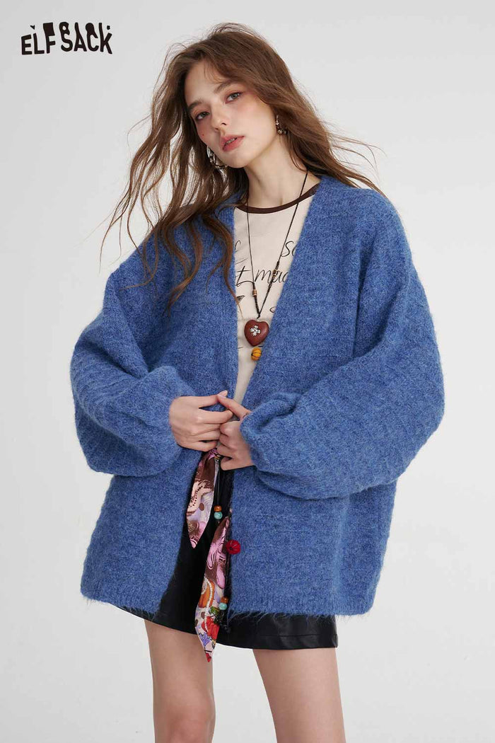 Loose Knit Cardigan Casual Long Sleeve Sweater