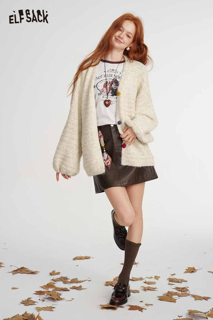 Loose Knit Cardigan Casual Long Sleeve Sweater