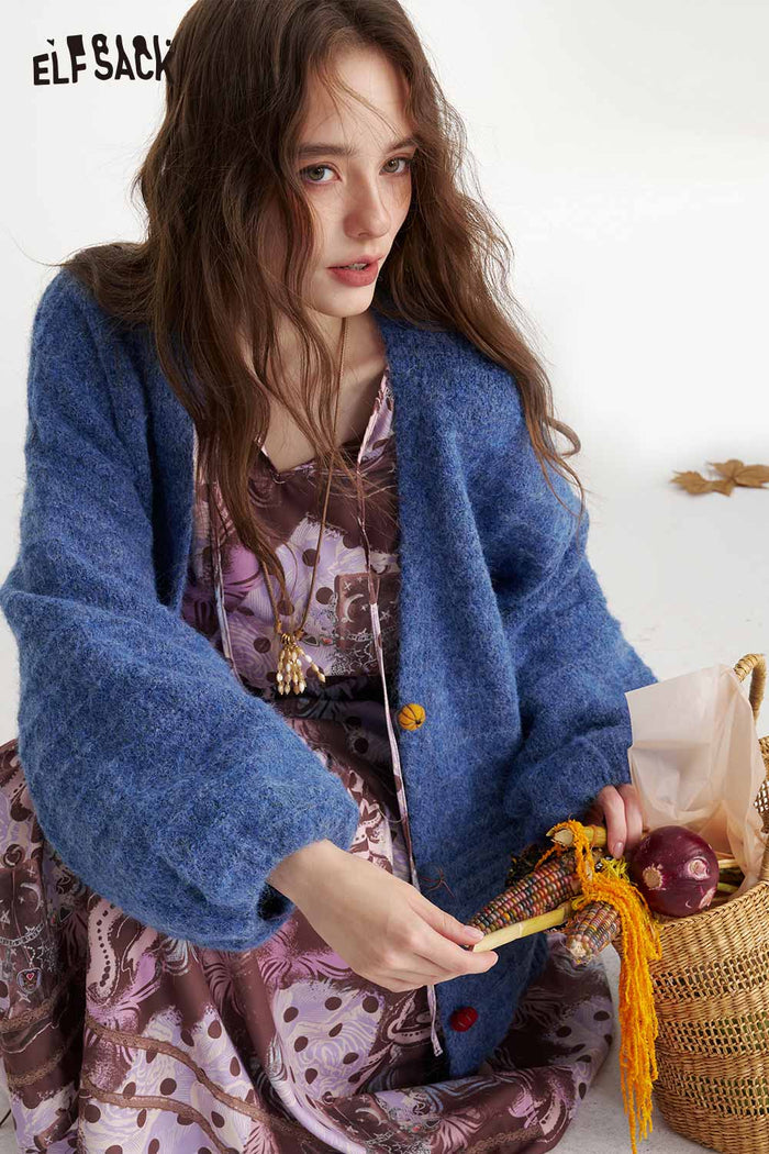Loose Knit Cardigan Casual Long Sleeve Sweater