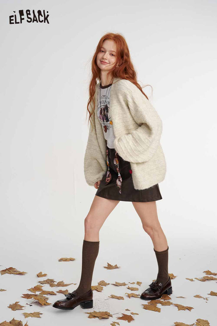 Loose Knit Cardigan Casual Long Sleeve Sweater