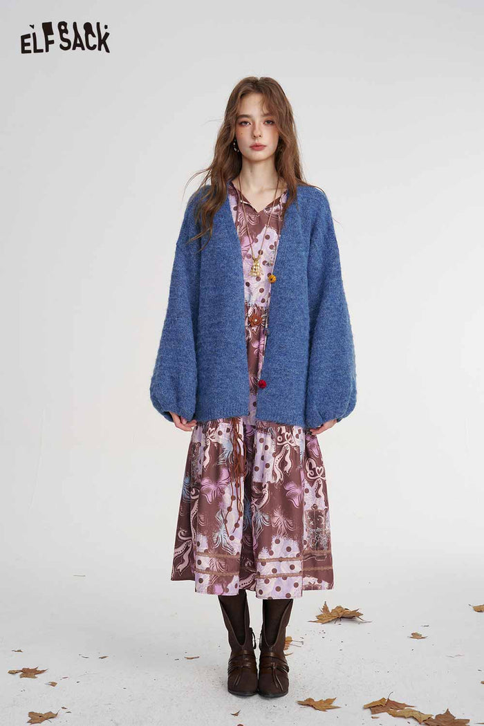 Loose Knit Cardigan Casual Long Sleeve Sweater