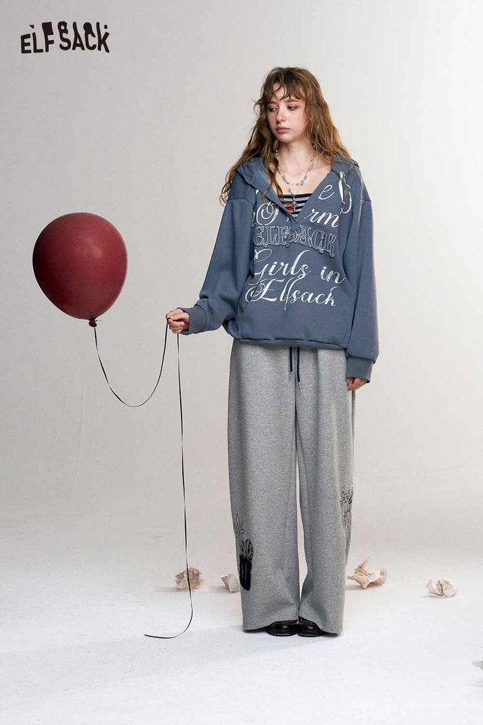 Loose Letter Print Long Sleeve Hoodie