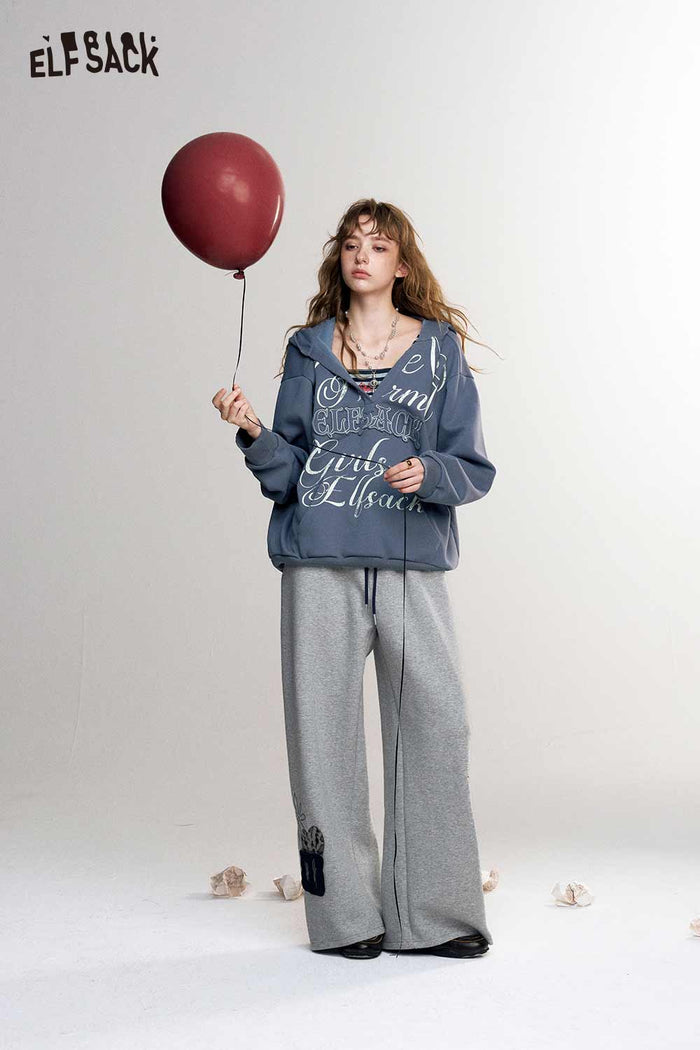 Loose Letter Print Long Sleeve Hoodie