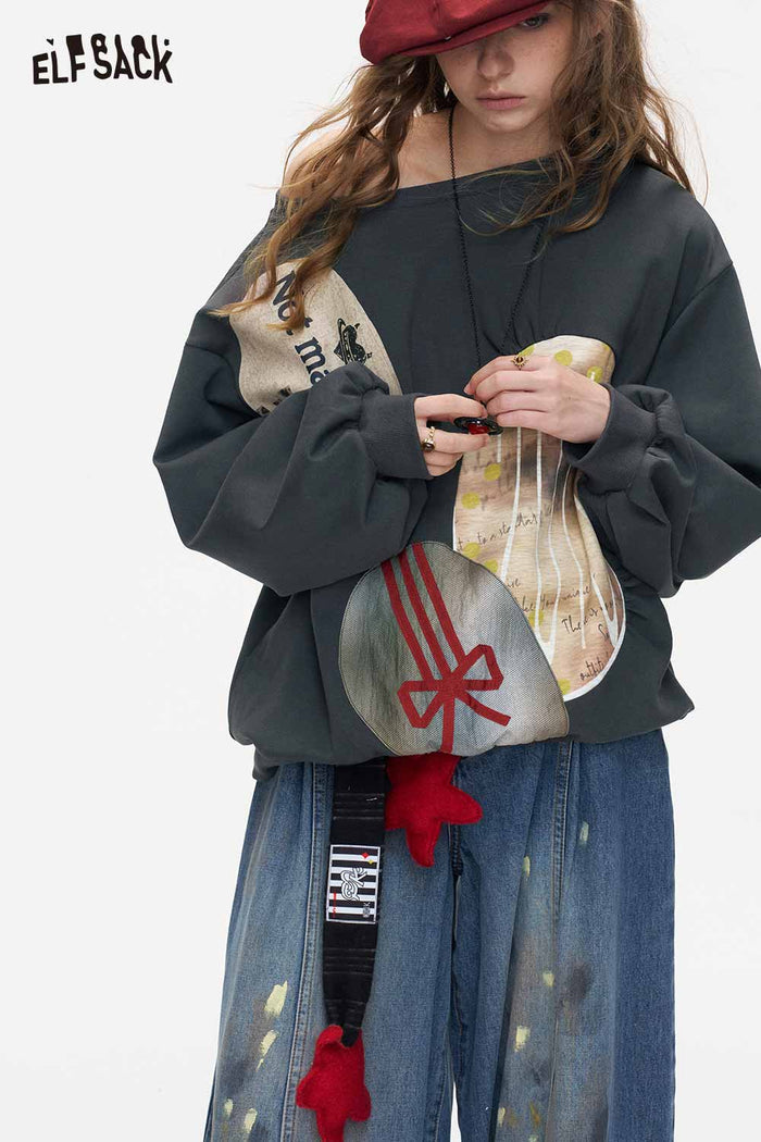 Loose Long Sleeve Graphic Pullover Sweatshirt