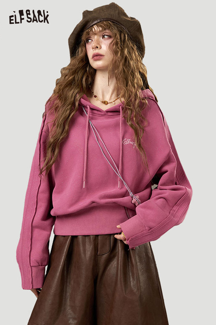 Loose Pullover Hoodie with Side Slit