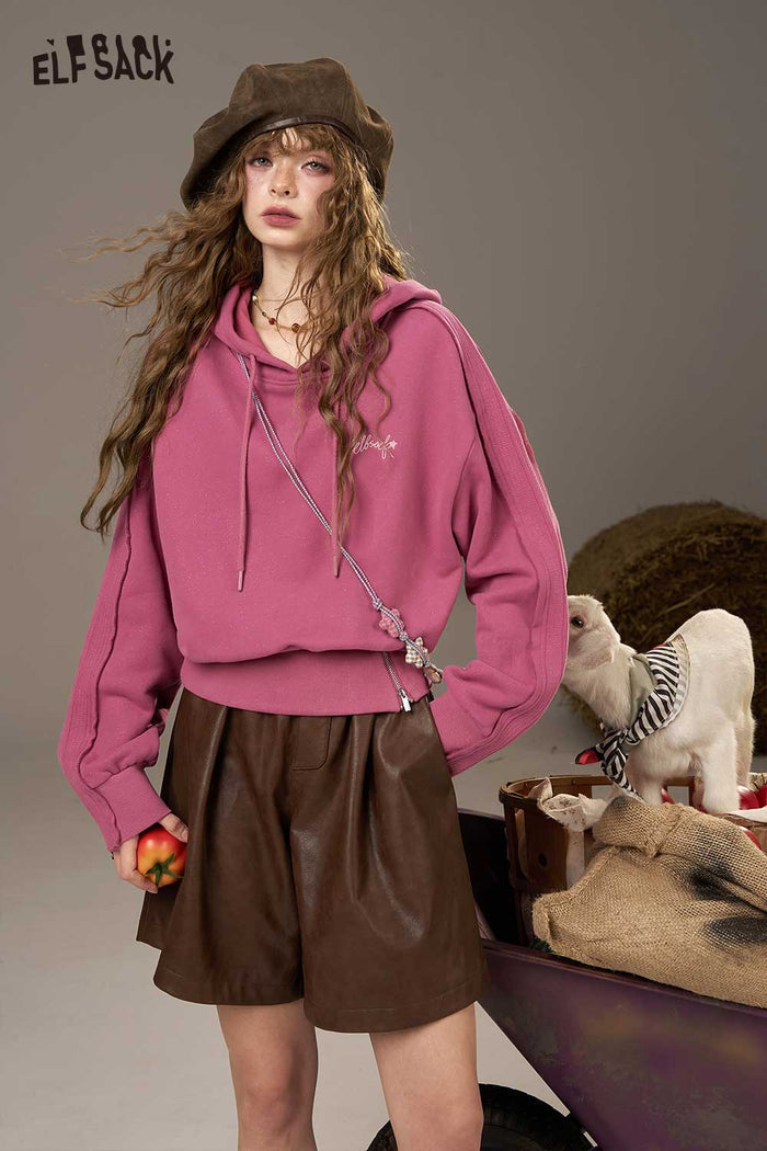 Loose Pullover Hoodie with Side Slit