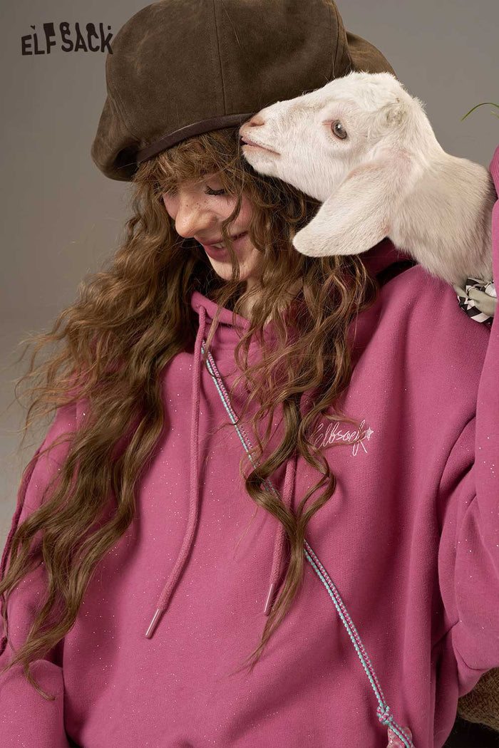 Loose Pullover Hoodie with Side Slit