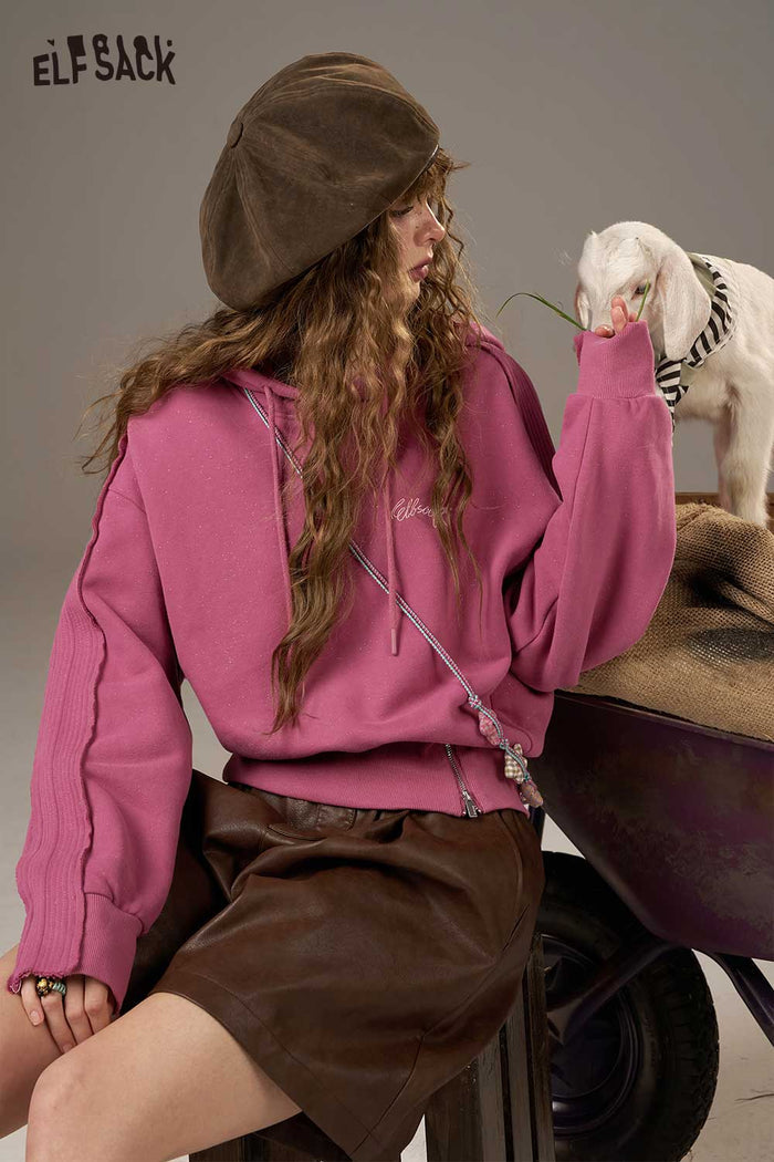 Loose Pullover Hoodie with Side Slit
