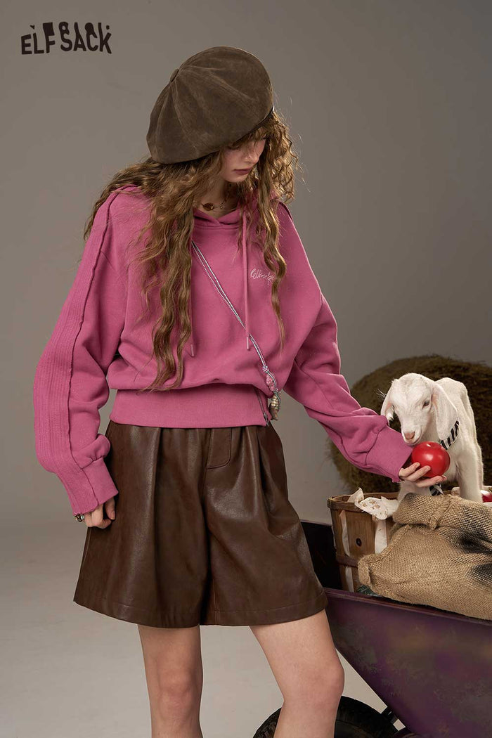 Loose Pullover Hoodie with Side Slit