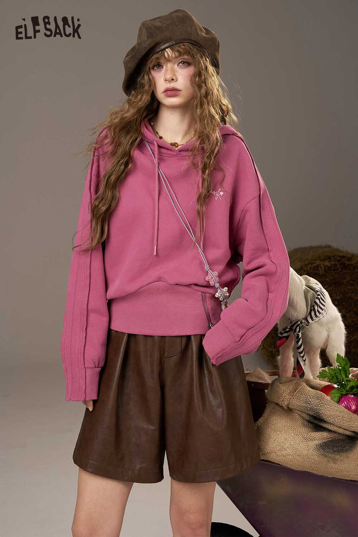 Loose Pullover Hoodie with Side Slit