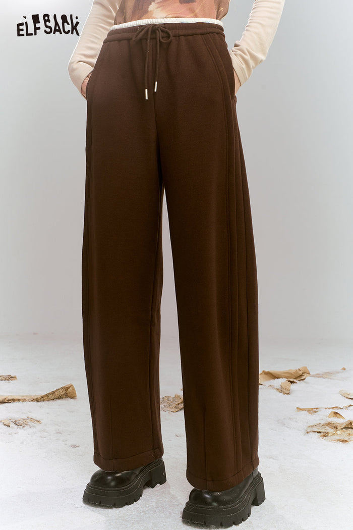 ELFSACK Loose straight trousers sports drawstring versatile retro