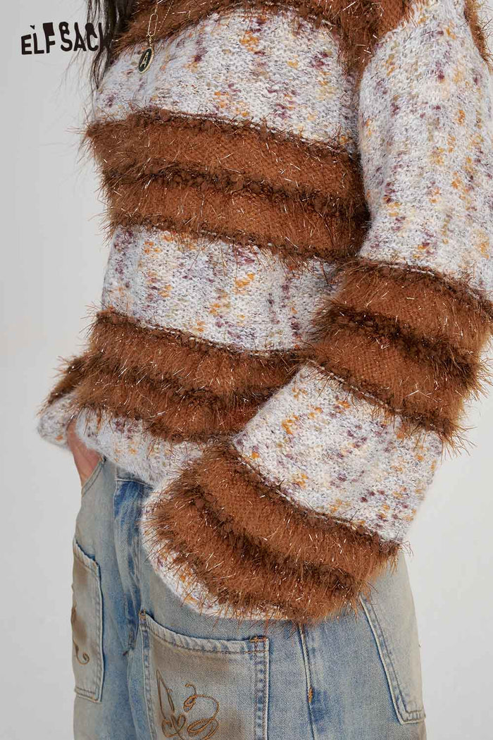 Loose Striped Long Sleeve Knit Sweater