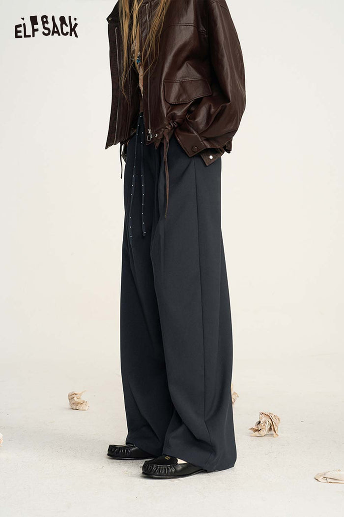 Loose Wide Leg Drawstring Waist Pants