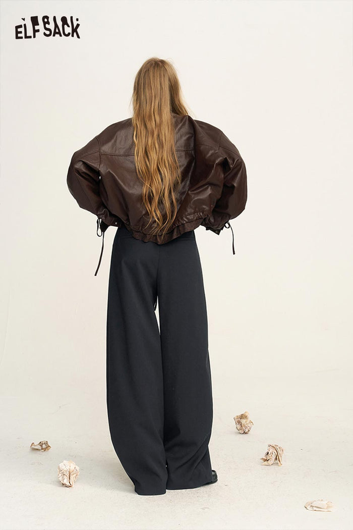 Loose Wide Leg Drawstring Waist Pants