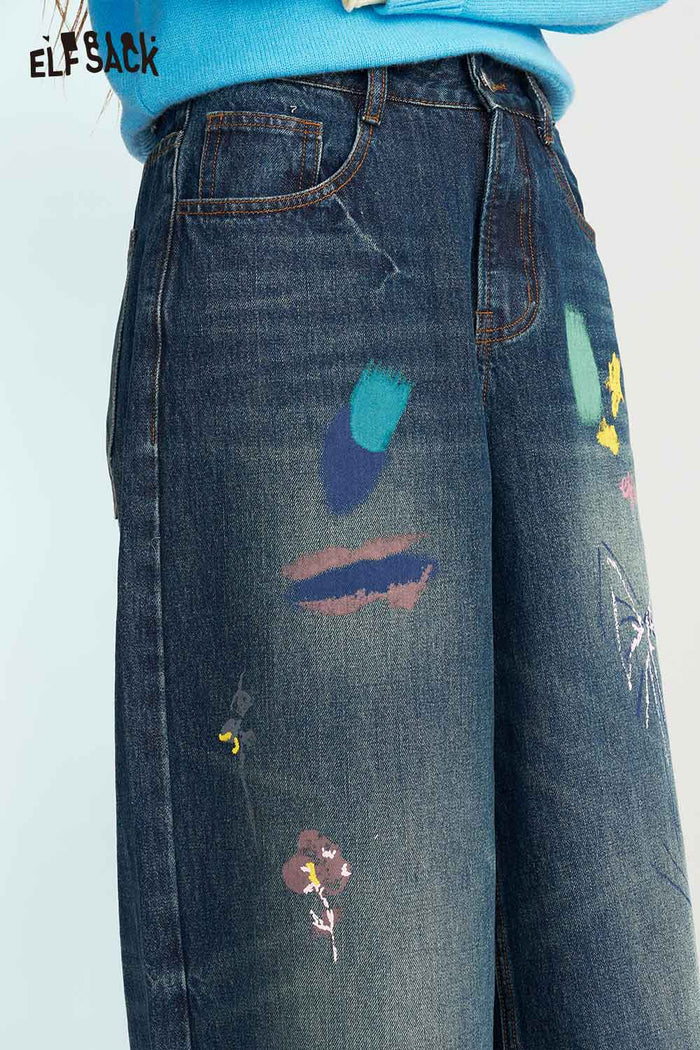 Loose Wide Leg Graffiti Print Pants