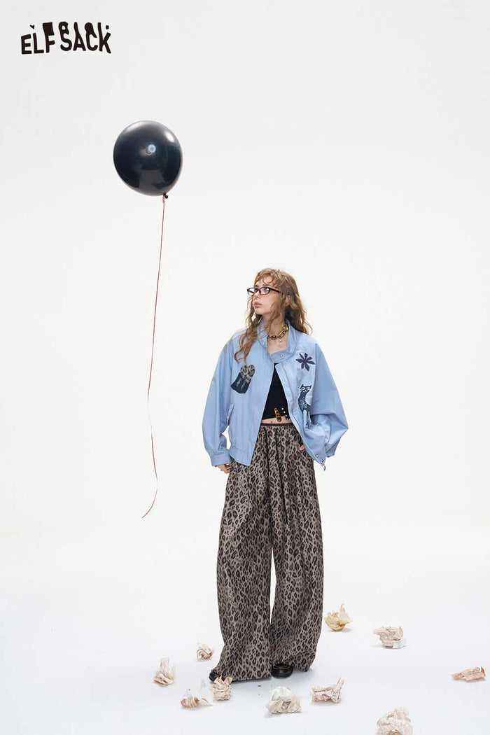 Loose Wide Leg Leopard Print Pants