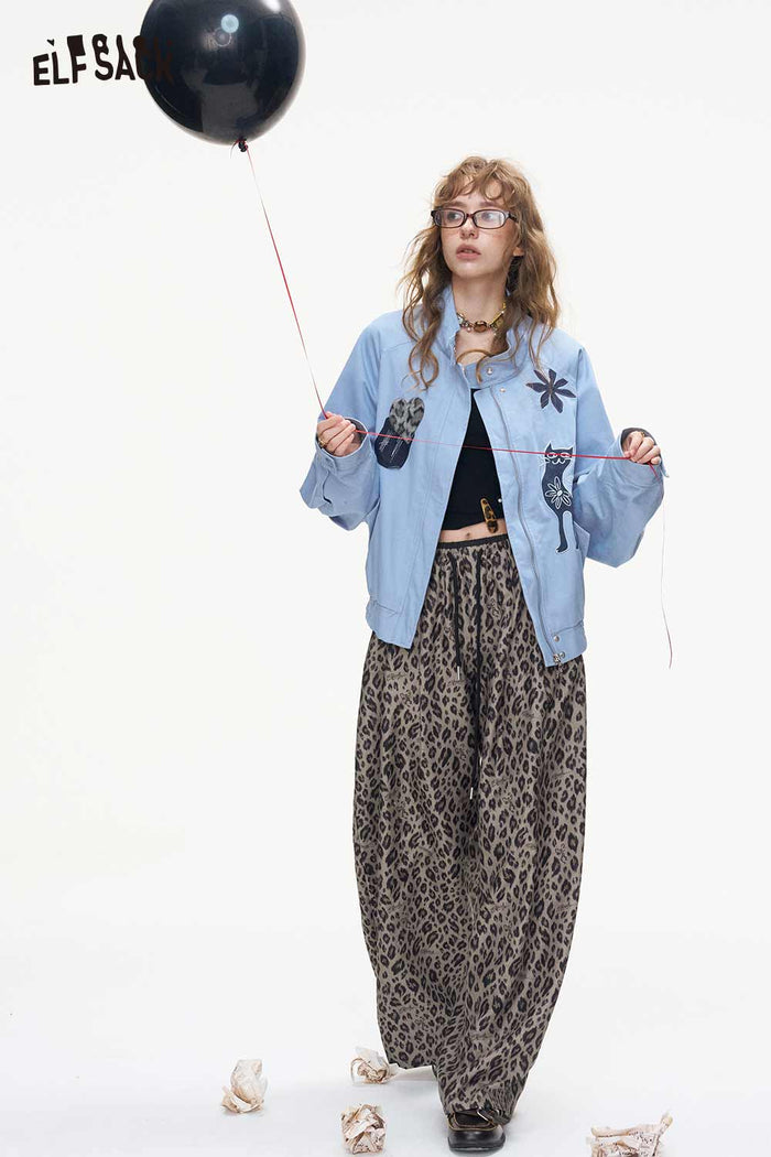 Loose Wide Leg Leopard Print Pants