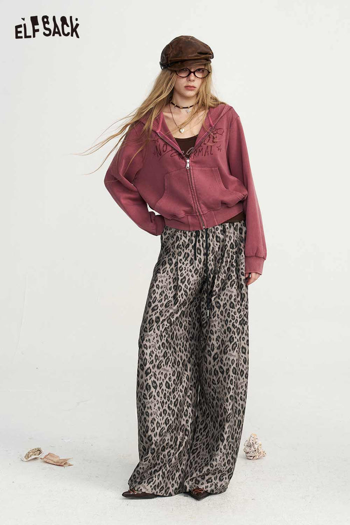 Loose Wide Leg Leopard Print Pants