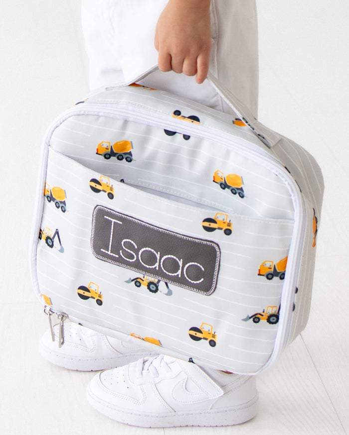 *PREORDER* Lunch Bag - Construction on Grey - Sugar Bee Clothing