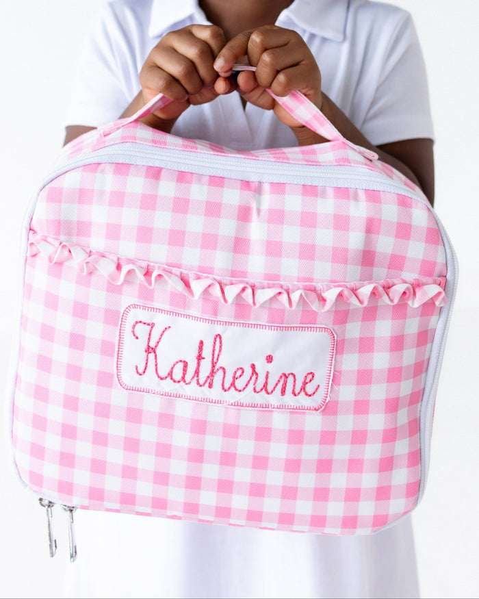 *PREORDER* Lunch Bag - Pink Gingham - Sugar Bee Clothing