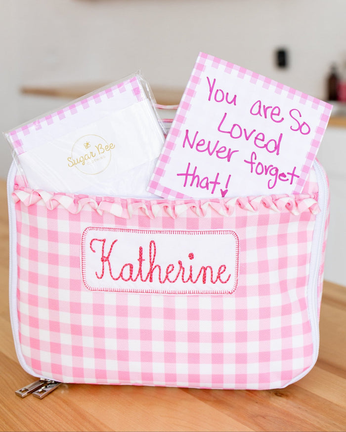 *PREORDER* Lunch Bag - Pink Gingham - Sugar Bee Clothing