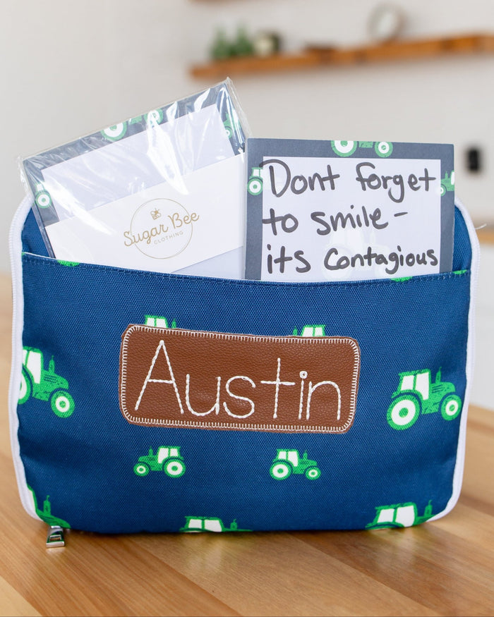 *PREORDER* Lunch Bag - Tractors on Navy - Sugar Bee Clothing
