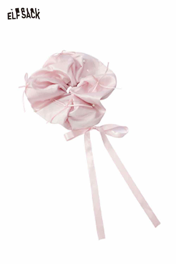 ELFSACK Luxury PearlEmbellished Bow Hair Scrunchie Regal Romantic Hair Jewelry