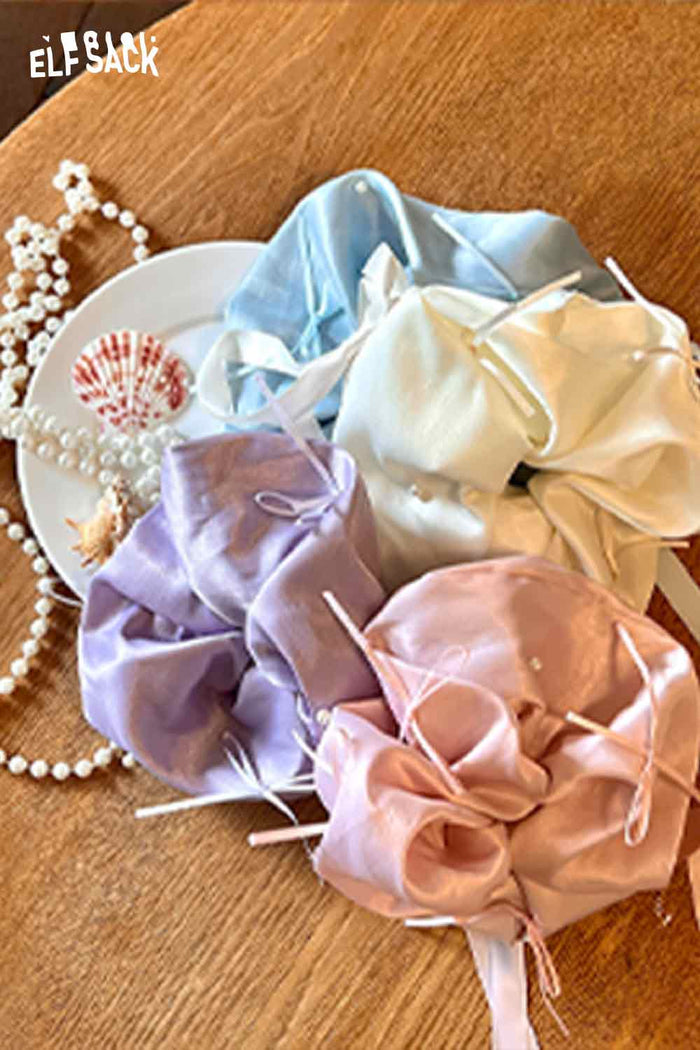 ELFSACK Luxury PearlEmbellished Bow Hair Scrunchie Regal Romantic Hair Jewelry