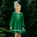 Madeline Lace Peter Pan Dress - Emerald - Sugar Bee Clothing