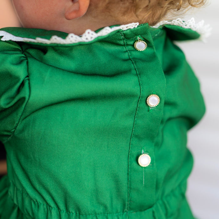 Madeline Lace Peter Pan Dress - Emerald - Sugar Bee Clothing