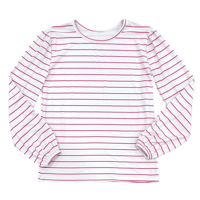 Mae L/S Puff Tee - Red Stripe - Sugar Bee Clothing