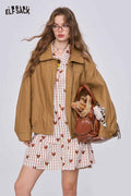 ELFSACK Matte PU Tailored Collar Slim-Fit Moto Jacket