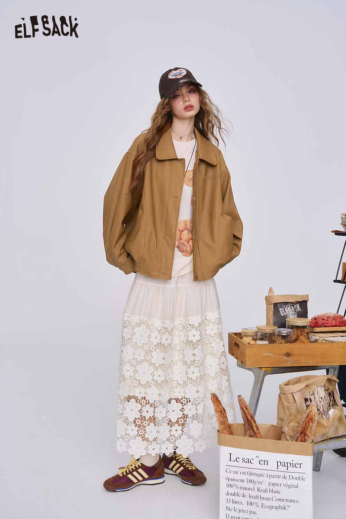 ELFSACK Matte PU Tailored Collar Slim-Fit Moto Jacket