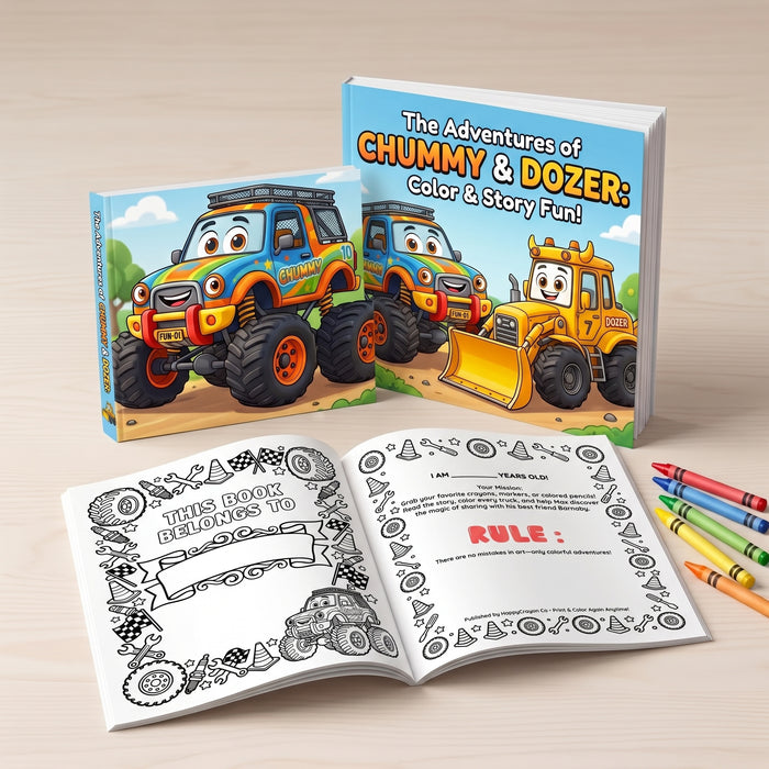 Max the Monster Truck Learns to Share – Color-Along Storybook for Kids (Instant PDF)
